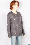 Ladies Crew neck full sleeve golden polka dot soft long Cardigan with front pockets.