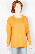 Ladies full sleeve net design round neck casual fit soft light knitwear.
