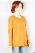 Ladies full sleeve net design round neck casual fit soft light knitwear.