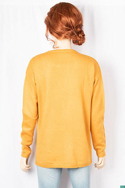 Ladies full sleeve net design round neck casual fit soft light knitwear.