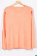 Ladies full sleeve net design round neck casual fit soft light knitwear.