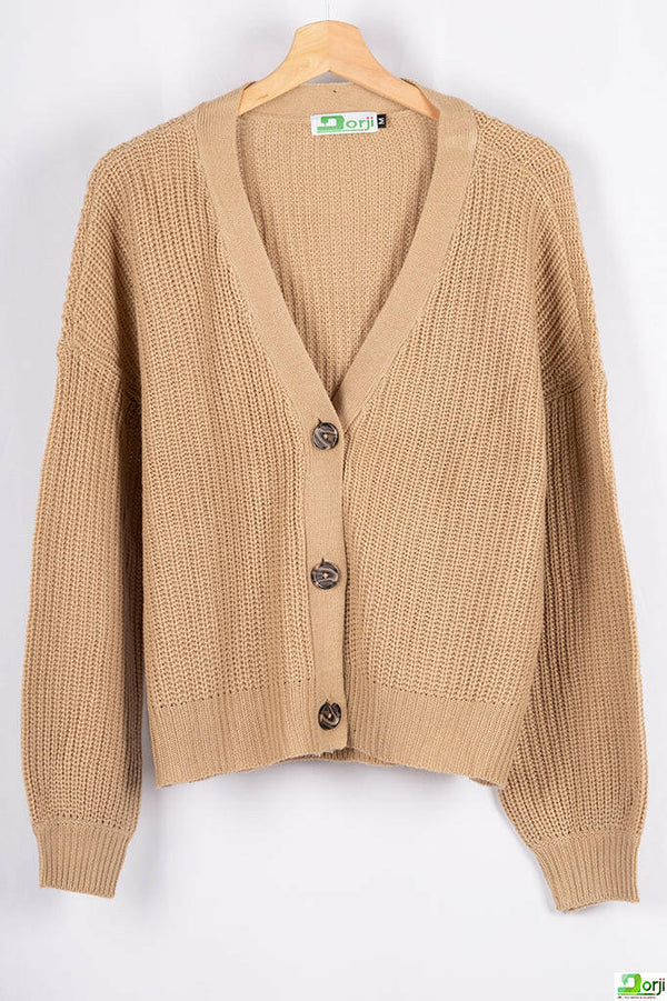 Ladies loose fit full sleeve V neck cardigan