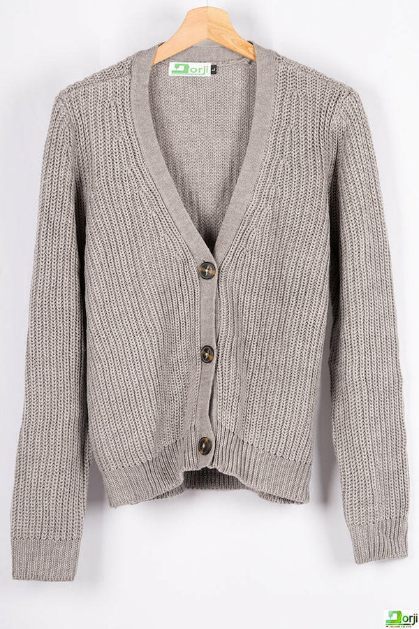 Ladies loose fit full sleeve V neck cardigan