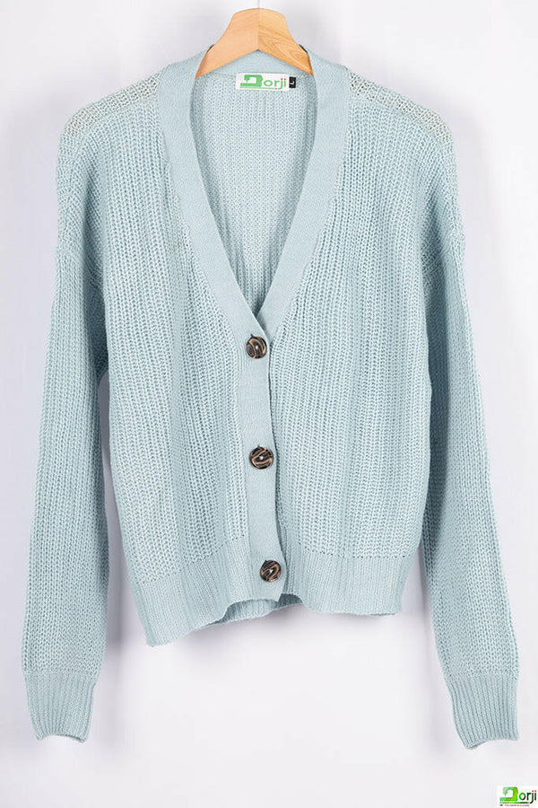 Ladies loose fit full sleeve V neck cardigan