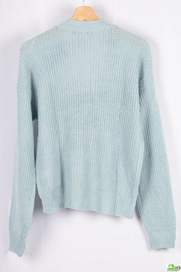 Ladies loose fit full sleeve V neck cardigan
