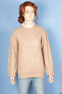 Ladies full sleeve Crew neck with lace frills Casual fit sweater with on Brown.
