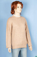 Ladies full sleeve Crew neck with lace frills Casual fit sweater with on Brown.