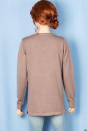 Ladies full sleeve casual fit round collar with v placket neck sweater.