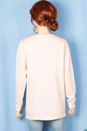 Ladies full sleeve casual fit round collar with v placket neck sweater.