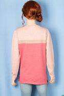 Ladies full sleeve casual fit round collar with v placket neck glittery shaded sweater.