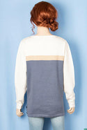 Ladies full sleeve casual fit round collar with v placket neck glittery shaded sweater.