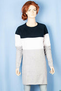 Ladies full sleeve casual fit round neck shaded long sweater.