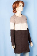 Ladies full sleeve casual fit round neck shaded long sweater.