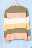 Ladies full sleeve casual fit round neck shaded sweater in Olive Peach Yellow Shades.