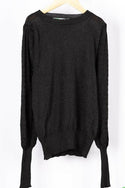 Ladies Light net designed fluffy Raglan full sleeve Soft Sweater in Black. A beautiful soft silk net sweater with 65% cotton & 35% polyester.