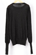 Ladies Light net designed fluffy Raglan full sleeve Soft Sweater in Black. A beautiful soft silk net sweater with 65% cotton & 35% polyester.