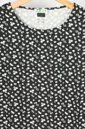Ladies loose fit half sleeve round neck white floral long top in Black. A beautiful comfy top with 100% cotton.