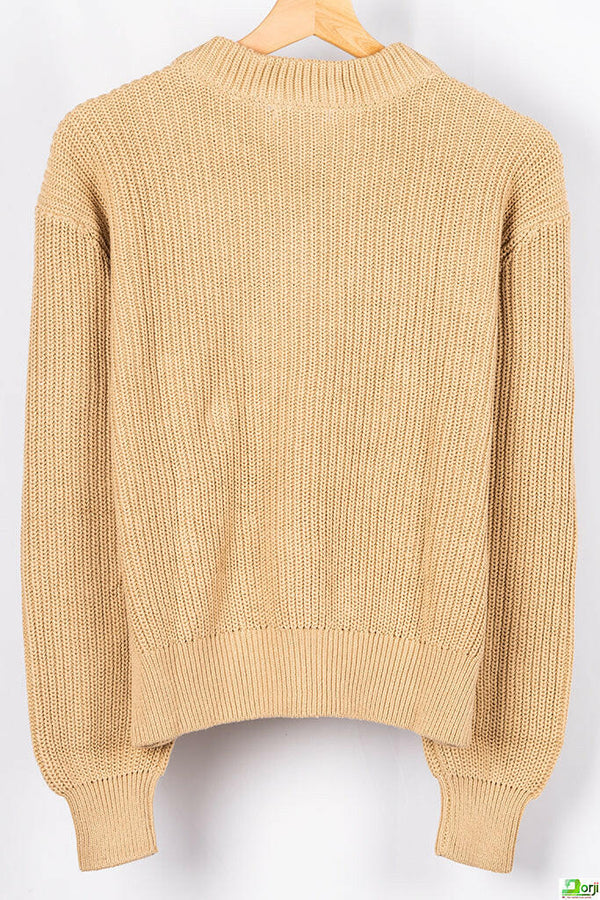 Ladies full sleeve loose fit round neck Chunky knit Sweater in various colours. A nice sweater with 65% cotton & 35% polyester.