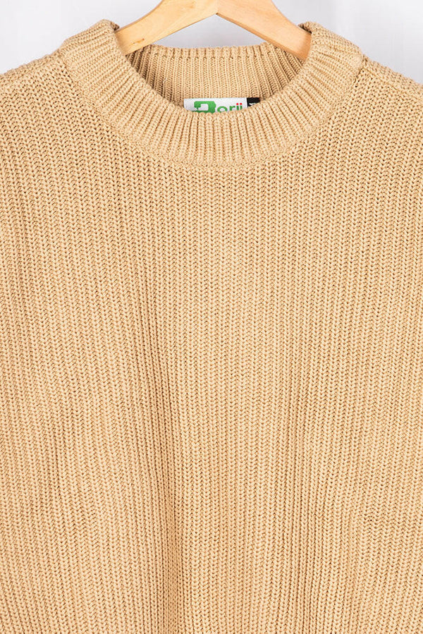 Ladies full sleeve loose fit round neck Chunky knit Sweater in various colours. A nice sweater with 65% cotton & 35% polyester.