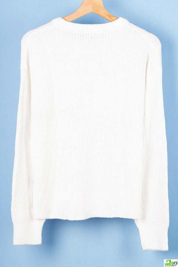 Ladies full sleeve loose fit round neck Chunky knit Sweater in various colours. A nice sweater with 65% cotton & 35% polyester.