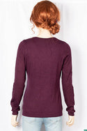 Ladies full sleeve casual fit V neck knitwear.