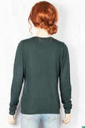 Ladies full sleeve casual fit V neck knitwear.