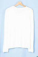 Ladies full sleeve casual fit V neck knitwear.