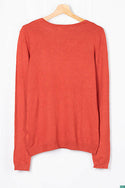 Ladies full sleeve casual fit V neck knitwear.