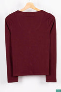 Ladies full sleeve casual fit round neck with small buttons tops
