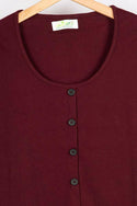 Ladies full sleeve casual fit round neck with small buttons tops
