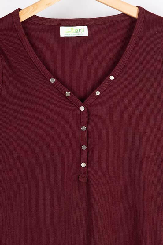 Ladies full sleeve casual fit V neck with small buttons tops in Various colours.