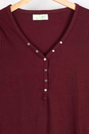 Ladies full sleeve casual fit V neck with small buttons tops in Various colours.