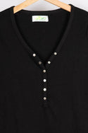 Ladies full sleeve casual fit V neck with small buttons tops in Various colours.