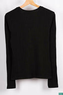 Ladies full sleeve casual fit V neck with big buttons tops