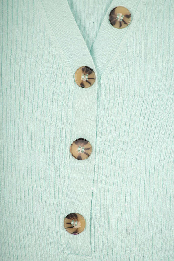 V neck full sleeve ladies’ light soft sweater with button