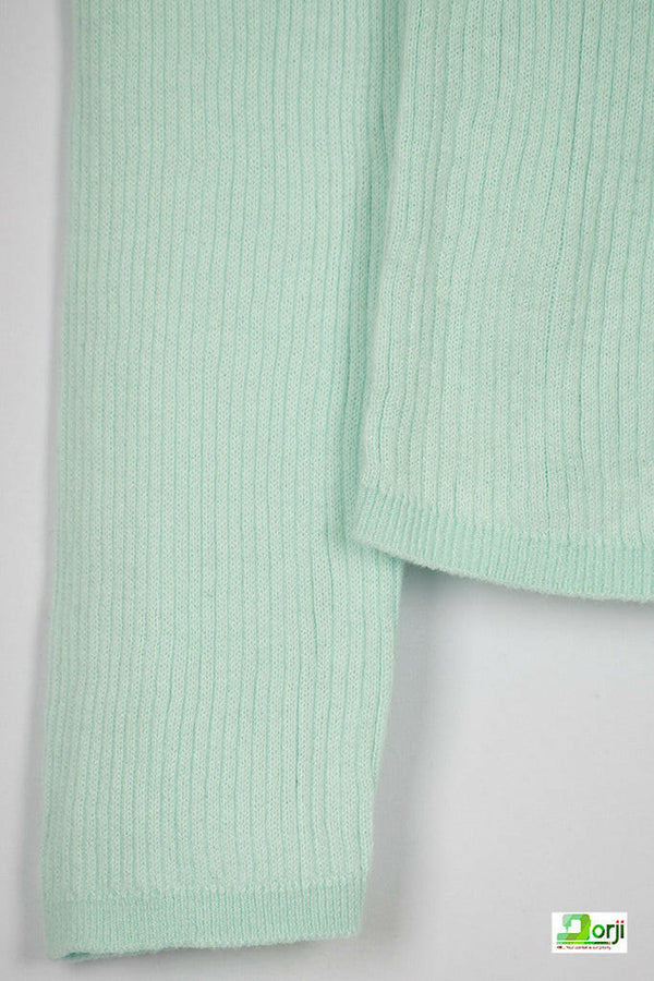 V neck full sleeve ladies’ light soft sweater with button