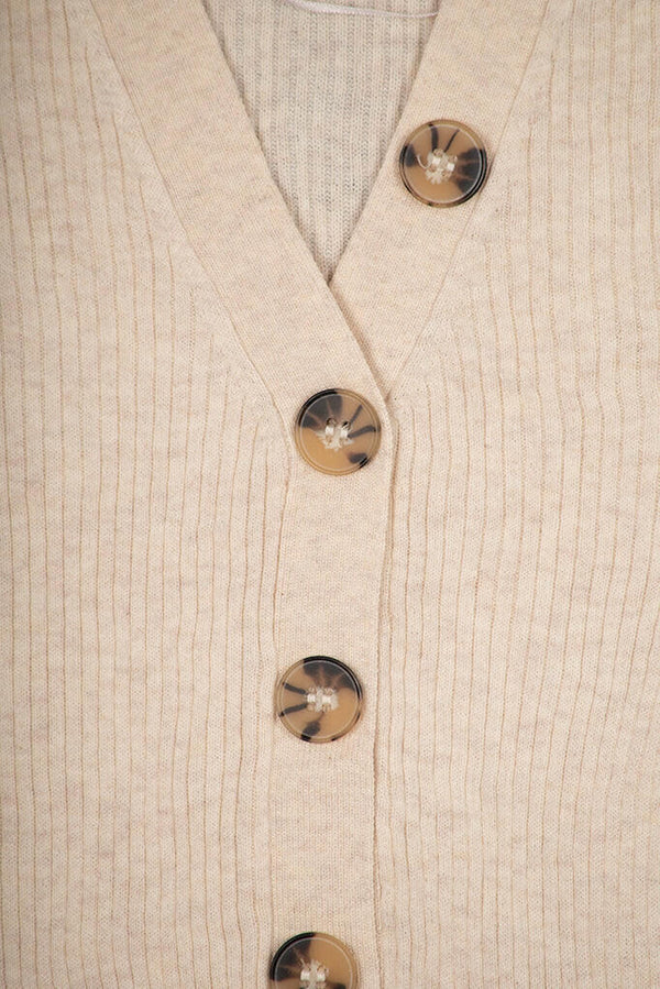 V neck full sleeve ladies’ light soft sweater with button