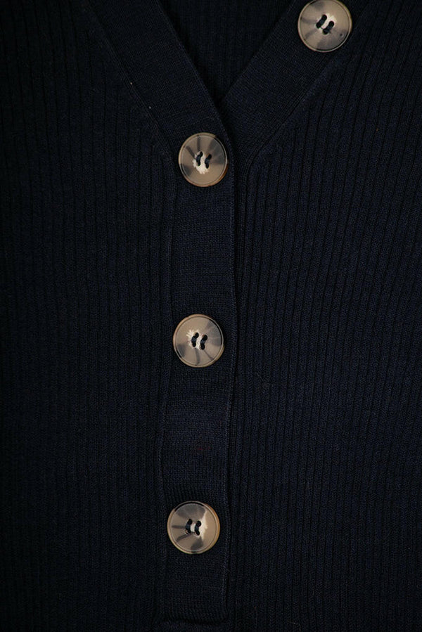 V neck full sleeve ladies’ light soft sweater with button
