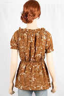 Ladies frill ruffle neck with frilly half sleeve casual fit ruffle smock floral tops