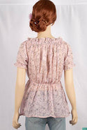 Ladies frill ruffle neck with frilly half sleeve casual fit ruffle smock floral tops