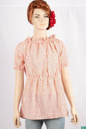 Ladies frill ruffle neck with frilly half sleeve casual fit ruffle smock floral tops