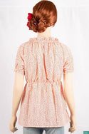 Ladies frill ruffle neck with frilly half sleeve casual fit ruffle smock floral tops
