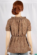 Ladies frill ruffle neck with frilly half sleeve casual fit ruffle smock floral tops