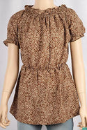 Ladies frill ruffle neck with frilly half sleeve casual fit ruffle smock floral tops