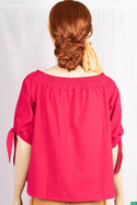 Ladies frilled neck design stylish 3/4 sleeve casual fit tops