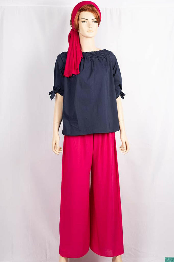 Ladies frilled neck design stylish 3/4 sleeve casual fit black tops