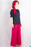 Ladies frilled neck design stylish 3/4 sleeve casual fit tops
