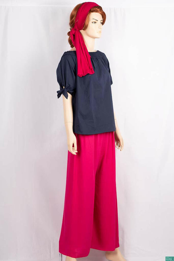 Ladies frilled neck design stylish 3/4 sleeve casual fit tops