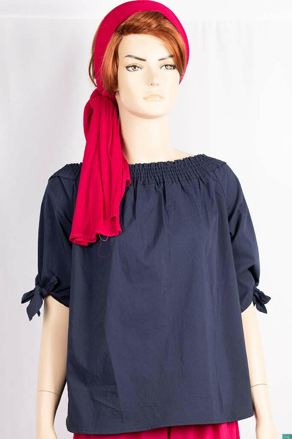 Ladies frilled neck design stylish 3/4 sleeve casual fit tops