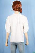 Ladies frilly half sleeve loose fit tops with frilly neck